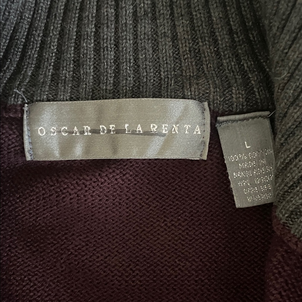Oscar de la Renta Rich Purple Men's Zip-Up Sweater - Picture 2 of 4